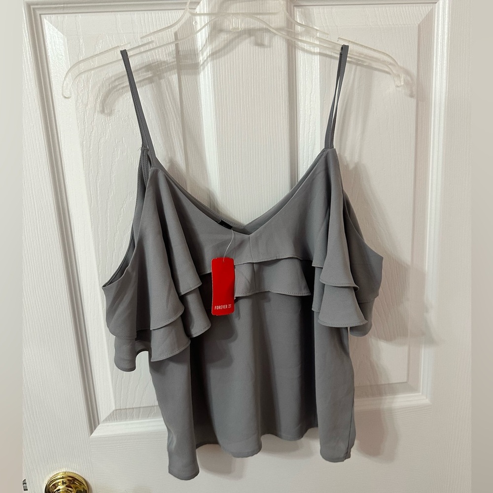 Soft Grey, cold shoulder top